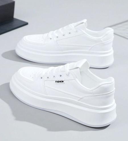 Visit site Women's New Spring Thick-Soled White Sneakers, Perfect for Sports and Casual Wear cm White